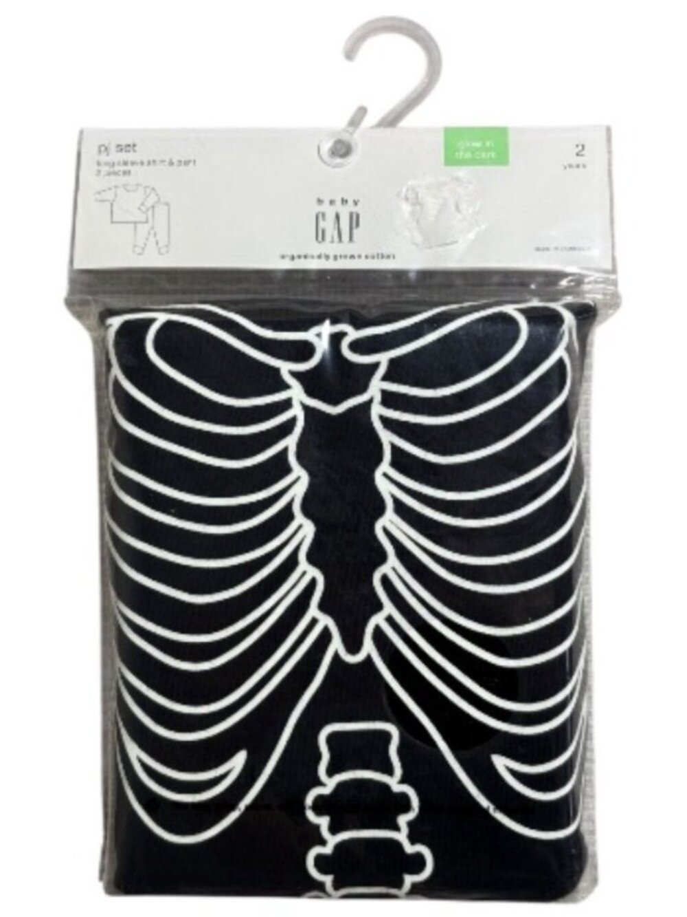 baby GAP Glow in Dark Halloween Skeleton 2pc Pajamas PJs 2 Long Sleeve Pants NWT